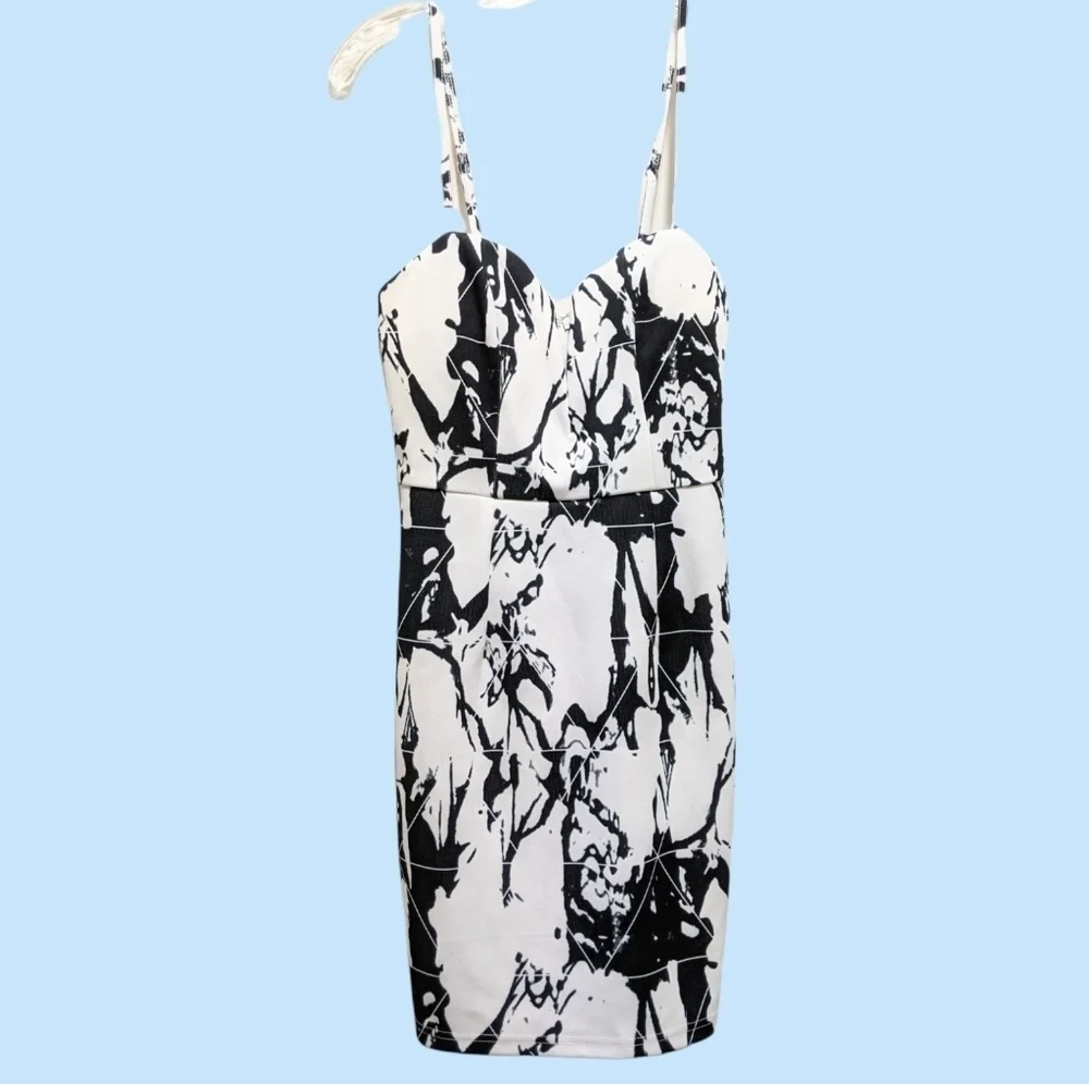 Angl marble splatter paint v-neck Spaghetti Strap Mini dress